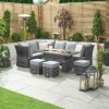 Nova Garden Furniture Cambridge GreyÂ Weave Left Hand Reclining Corner Dining Sofa Set with Rising Table