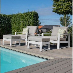 Maze Lounge Outdoor Amalfi Aluminium White 5 Piece Lounge Set Maze Lounge Outdoor Amalfi Aluminium White 5 Piece Lounge Set