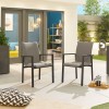 Nova Outdoor Fabric Hugo Light Grey 6 Seat Round Dining Set with Firepit