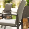 Nova Outdoor Fabric Hugo Light Grey 6 Seat Rectangular Dining Set with Firepit