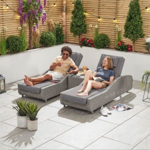 Nova Garden Furniture Madison White Wash Rattan Sun Lounger Set Nova Garden Furniture Madison White Wash Rattan Sun Lounger Set