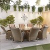 Nova Garden Furniture Carolina Willow Rattan 8 Seat Oval Dining Set with Fire Pit