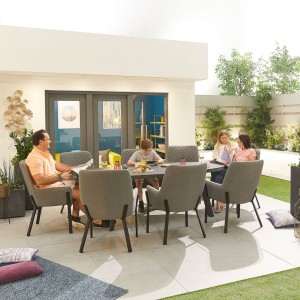Nova Outdoor Fabric Genoa Light Grey 8 Seat Oval Dining Set