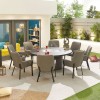 Nova Outdoor Fabric Genoa Light Grey 8 Seat Round Dining Set with Firepit