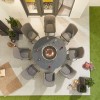 Nova Outdoor Fabric Genoa Light Grey 8 Seat Round Dining Set with Firepit