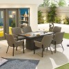 Nova Outdoor Fabric Genoa Light Grey 6 Seat Rectangular Dining Set with Firepit