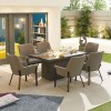 Nova Outdoor Fabric Genoa Light Grey 6 Seat Rectangular Dining Set with Firepit