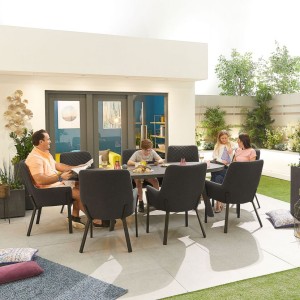 Nova Outdoor Fabric Genoa Dark Grey 8 Seat Oval Dining Set