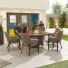 Nova Outdoor Fabric Genoa Light Grey 6 Seat Round Dining Set with Firepit