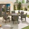 Nova Outdoor Fabric Genoa Light Grey 6 Seat Round Dining Set with Firepit