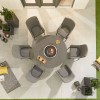 Nova Outdoor Fabric Genoa Light Grey 6 Seat Round Dining Set with Firepit