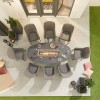 Nova Outdoor Fabric Genoa Light Grey 8 Seat Oval Dining Set with Firepit