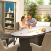 Nova Outdoor Fabric Genoa Light Grey 8 Seat Oval Dining Set with Firepit