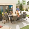 Nova Outdoor Fabric Genoa Light Grey 8 Seat Oval Dining Set with Firepit