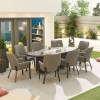 Nova Outdoor Fabric Genoa Light Grey 8 Seat Oval Dining Set with Firepit