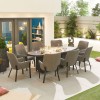 Nova Outdoor Fabric Genoa Light Grey 8 Seat Oval Dining Set with Firepit