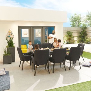 Nova Outdoor Fabric Genoa Dark Grey 8 Seat Rectangular Dining Set Nova Outdoor Fabric Genoa Dark Grey 8 Seat Rectangular Dining Set