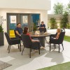 Nova Outdoor Fabric Genoa Dark Grey 6 Seat Round Dining Set with Firepit