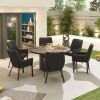 Nova Outdoor Fabric Genoa Dark Grey 6 Seat Round Dining Set with Firepit