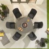 Nova Outdoor Fabric Genoa Dark Grey 6 Seat Round Dining Set with Firepit