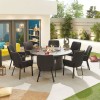 Nova Outdoor Fabric Genoa Dark Grey 8 Seat Round Dining Set with Firepit