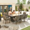 Nova Outdoor Fabric Genoa Light Grey 8 Seat Rectangular Dining Set with Firepit