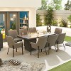 Nova Outdoor Fabric Genoa Light Grey 8 Seat Rectangular Dining Set with Firepit