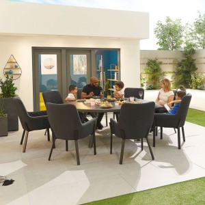 Nova Outdoor Fabric Genoa Dark Grey 8 Seat Round Dining Set Nova Outdoor Fabric Genoa Dark Grey 8 Seat Round Dining Set