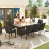 Nova Outdoor Fabric Genoa Dark Grey 8 Seat Rectangular Dining Set with Firepit