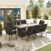 Nova Outdoor Fabric Genoa Dark Grey 8 Seat Rectangular Dining Set with Firepit