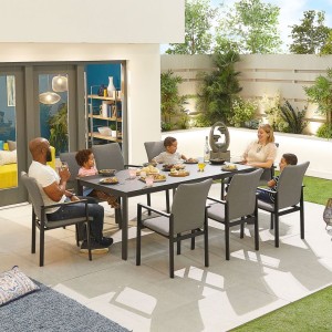 Nova Outdoor Fabric Hugo Light Grey 8 Seat Rectangular Dining Set Nova Outdoor Fabric Hugo Light Grey 8 Seat Rectangular Dining Set