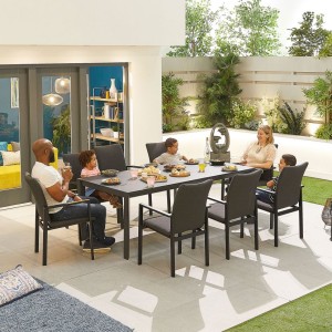 Nova Outdoor Fabric Hugo Dark Grey 8 Seat Rectangular Dining Set Nova Outdoor Fabric Hugo Dark Grey 8 Seat Rectangular Dining Set