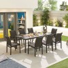 Nova Outdoor Fabric Hugo Dark Grey 8 Seat Rectangular Dining Set