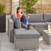 Nova Garden Furniture Chelsea White Wash Rattan 4A Corner Sofa Set with Coffee Table