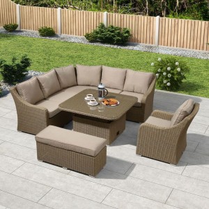 Nova Garden Furniture Harper Willow Rattan Deluxe Corner Dining Set with Rising Table Nova Garden Furniture Harper Willow Rattan Deluxe Corner Dining Set with Rising Table