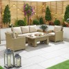 Nova Garden Furniture Ciara Willow Rattan 3 Seater Sofa Dining Set with Rising Table