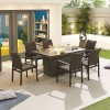 Nova Outdoor Fabric Hugo Dark Grey 6 Seat Rectangular Dining Set with Firepit