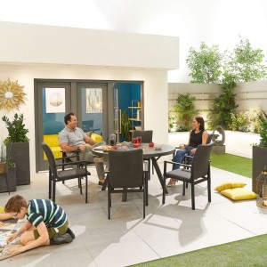 Nova Outdoor Fabric Hugo Dark Grey 6 Seat Round Dining Set