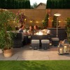 Nova Garden Furniture Cambridge Grey Weave Left Hand Reclining Corner Dining Set with Firepit