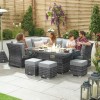 Nova Garden Furniture Cambridge Grey Weave Left Hand Reclining Corner Dining Set with Firepit