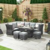 Nova Garden Furniture Cambridge Grey Weave Left Hand Reclining Corner Dining Set with Firepit