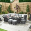 Nova Garden Furniture Cambridge Grey Weave Left Hand Reclining Corner Dining Set with Firepit