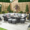 Nova Garden Furniture Cambridge Grey Weave Left Hand Reclining Corner Dining Set with Firepit