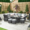 Nova Garden Furniture Cambridge Grey Weave Left Hand Reclining Corner Dining Set with Firepit