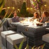 Nova Garden Furniture Cambridge Grey Weave Left Hand Reclining Corner Dining Set with Firepit