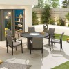 Nova Outdoor Fabric Hugo Light Grey 6 Seat Round Dining Set with Firepit