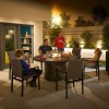 Nova Outdoor Fabric Hugo Light Grey 6 Seat Round Dining Set with Firepit