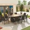 Nova Outdoor Fabric Hugo Dark Grey 8 Seat Oval Dining Set with Firepit