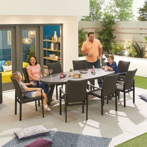 Nova Outdoor Fabric Hugo Dark Grey 8 Seat Oval Dining Set