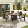 Nova Outdoor Fabric Hugo Dark Grey 6 Seat Round Dining Set with Firepit